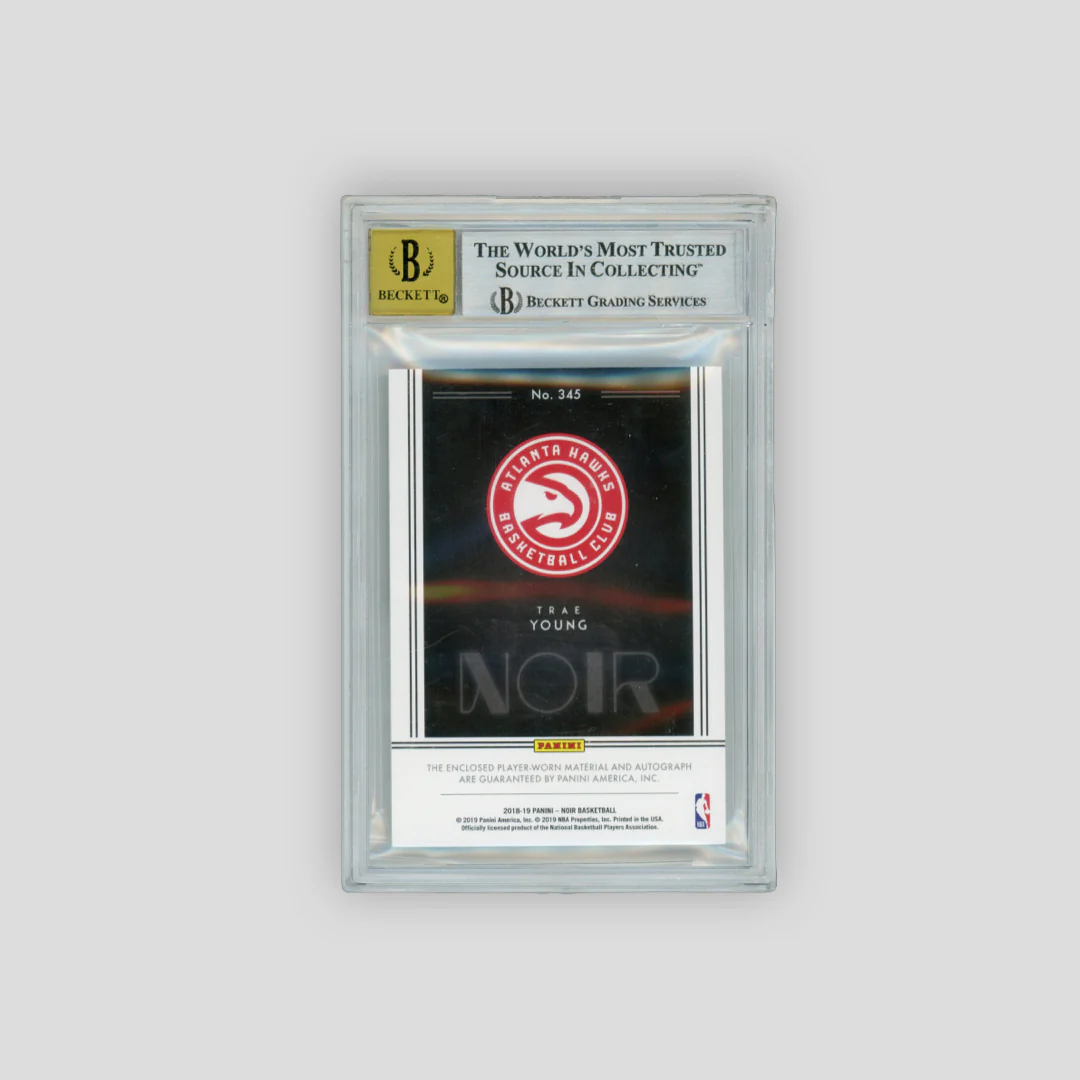 2018 Panini Noir Trae Young AU-JSY RPA /99 (BGS 9 - Auto 10) - Image 2