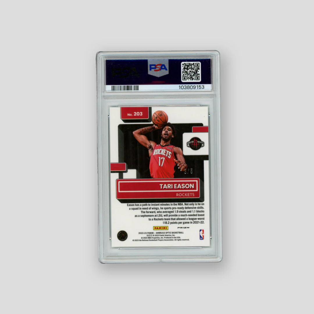 2022 Panini Donruss Optic Basketball Tari Eason Green /5 (PSA 9) - Image 2